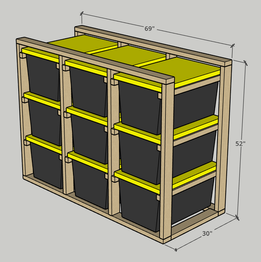 3x3 Horizontal Grid (9 Totes)